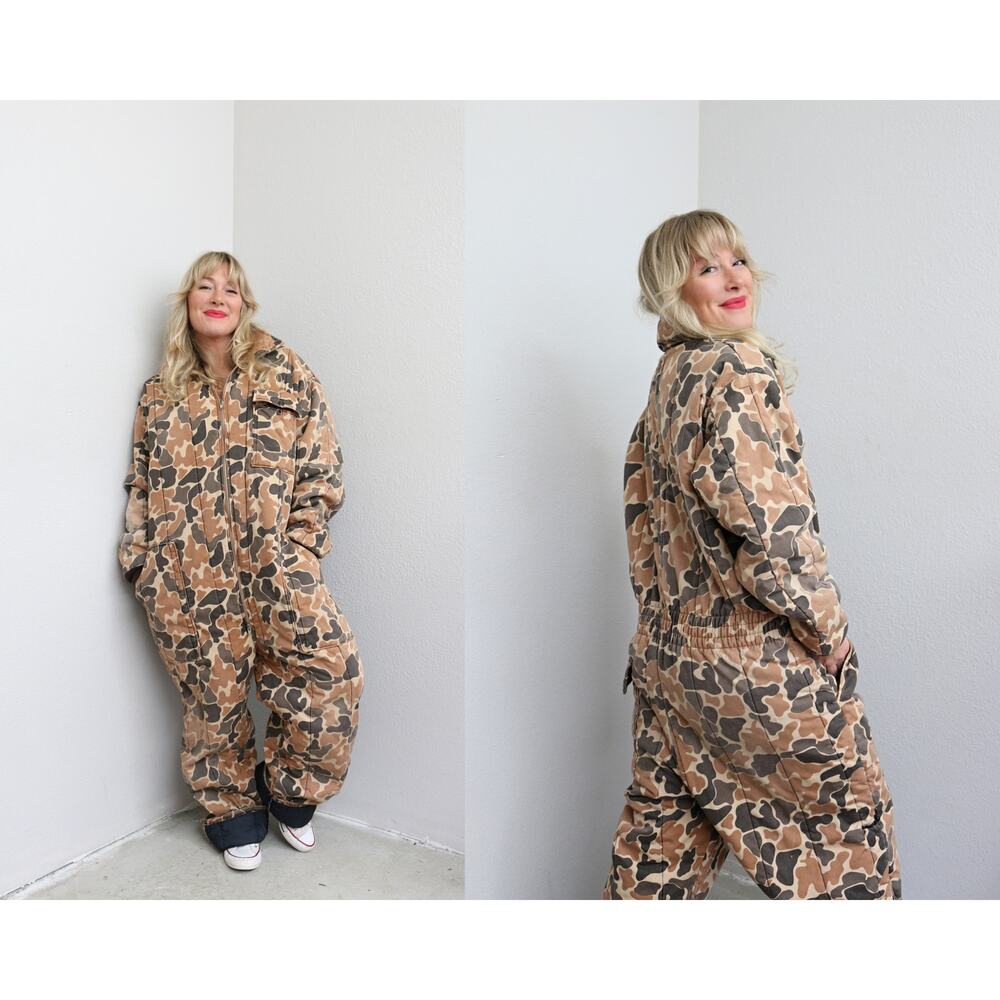 1990's Vintage Saf T Bak USA Made Camo Coveralls Men's LG to XL Women's XL XXL